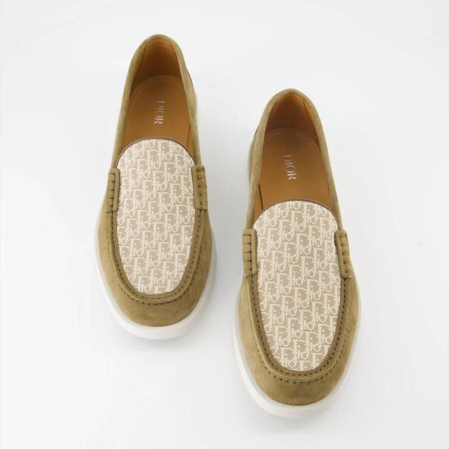 Dior Instap Ronde Neus Suède Loafers Green Heren