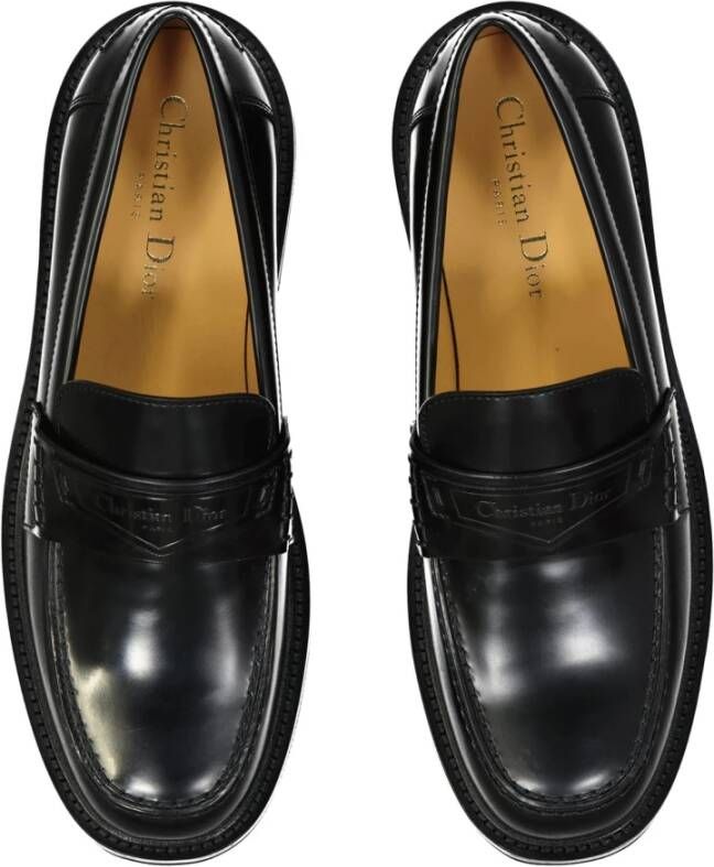 Dior Luxe leren loafers voor vrouwen Black Dames