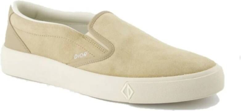 Dior Luxe Leren Slip-On Sneakers Beige Heren