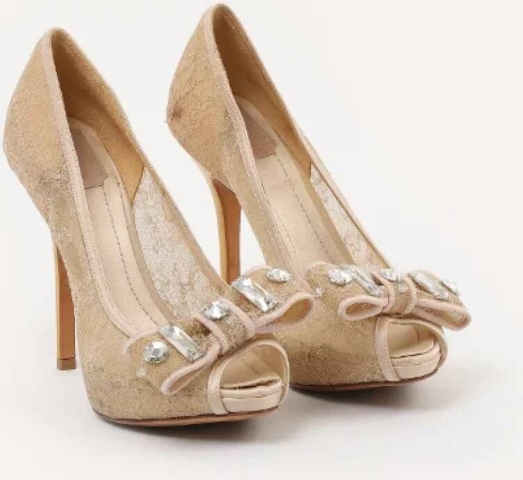 Dior Vintage Pre-owned Canvas heels Beige Dames