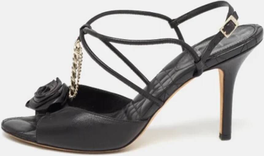 Dior Vintage Pre-owned Leather sandals Black Dames