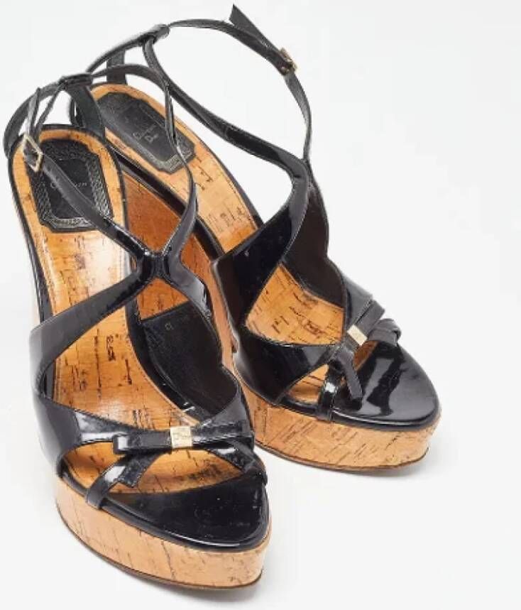 Dior Vintage Pre-owned Leather sandals Black Dames