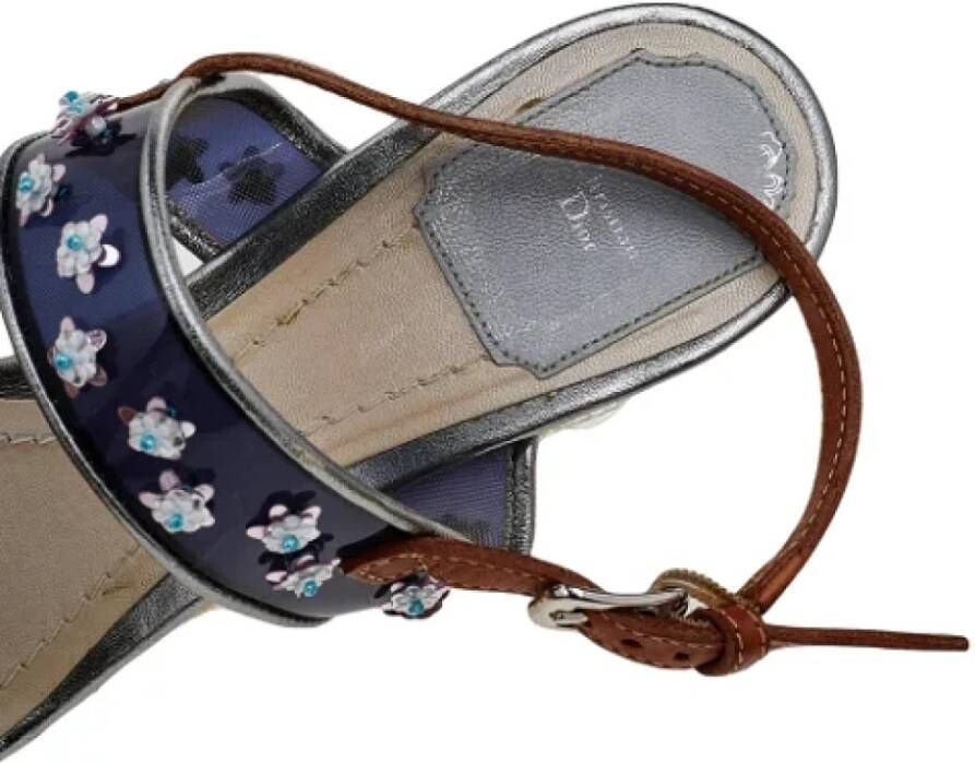Dior Vintage Pre-owned Leather sandals Blue Dames