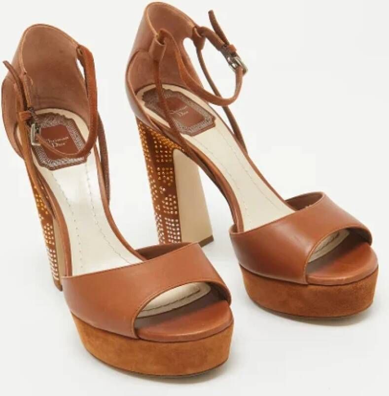 Dior Vintage Pre-owned Leather sandals Brown Dames