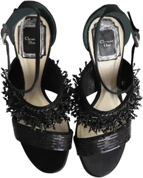 Dior Vintage Pre-owned Satin sandals Black Dames