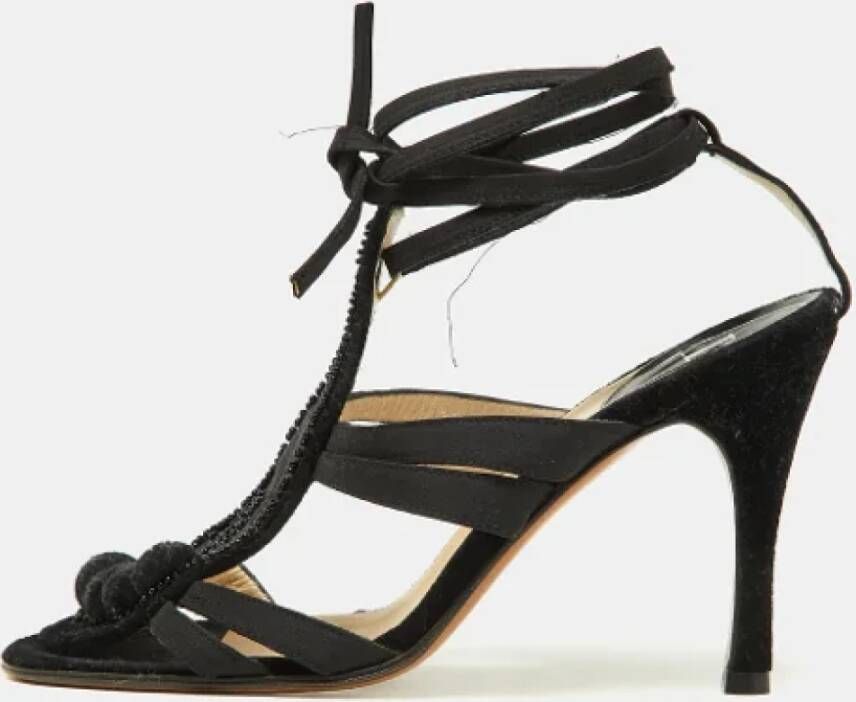 Dior Vintage Pre-owned Satin sandals Black Dames