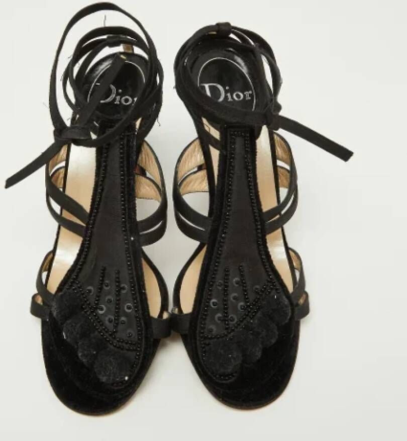 Dior Vintage Pre-owned Satin sandals Black Dames