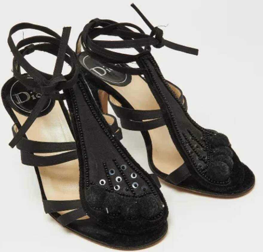 Dior Vintage Pre-owned Satin sandals Black Dames