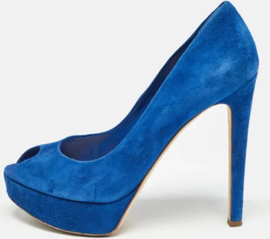 Dior Vintage Pre-owned Suede heels Blue Dames