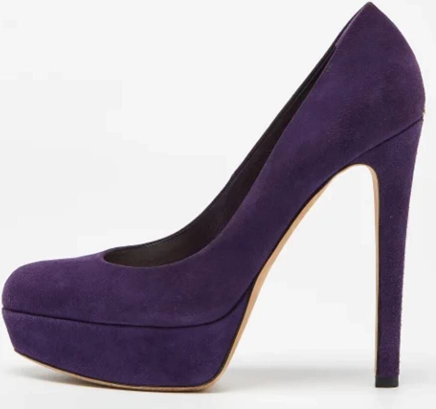 Dior Vintage Pre-owned Suede heels Purple Dames