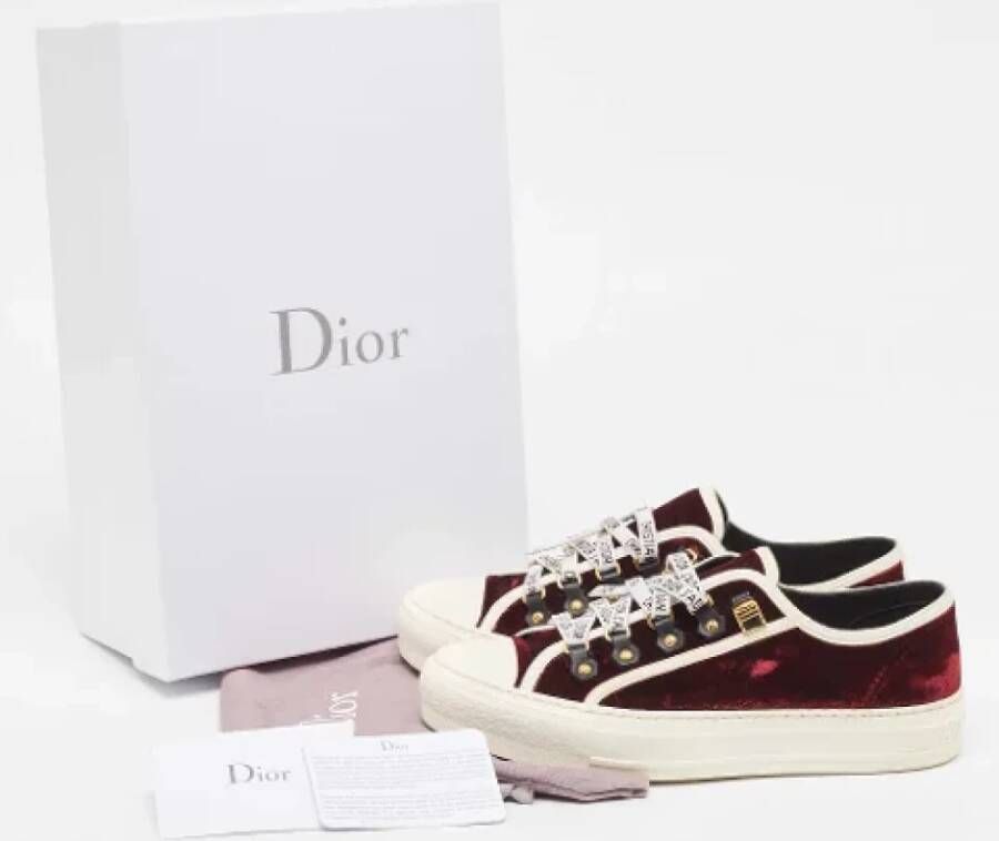Dior Vintage Pre-owned Velvet sneakers Red Dames