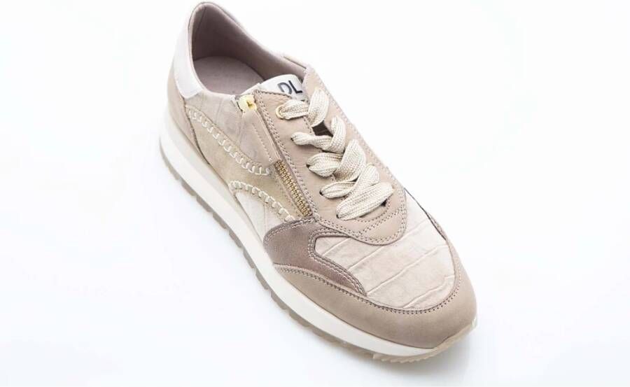 DL Sport Beige Suède Sneakers met Ritssluiting Beige Dames