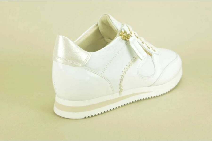 DL Sport Witte Gestikte Hoge Sneakers White Dames