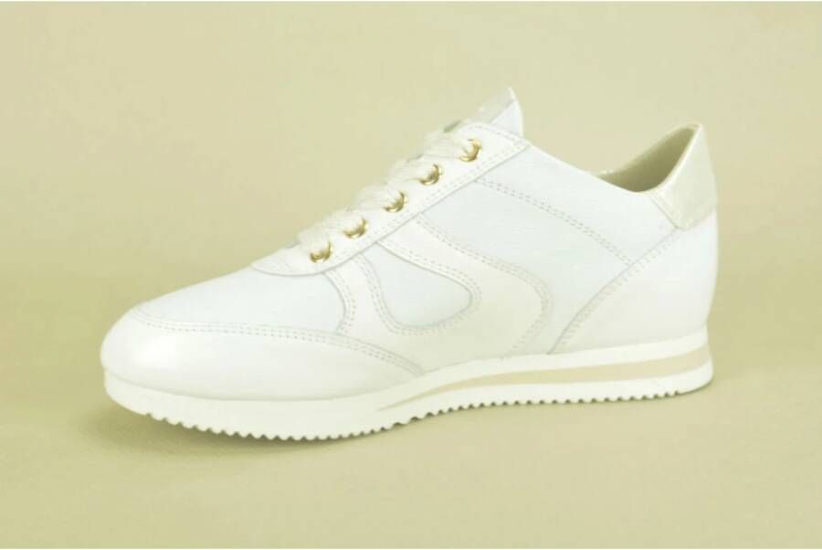 DL Sport Witte Gestikte Hoge Sneakers White Dames