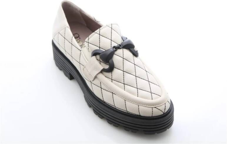 DL Sport Witte Grain Leren Loafers 5494 White Dames