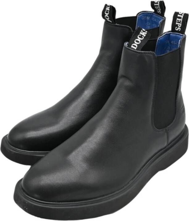 Docksteps Beatle Geborsteld Leer Zwarte Laarzen Black Heren