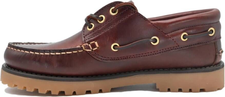 Docksteps Lage Leren Zeilschoenen Bordeaux Brown Heren