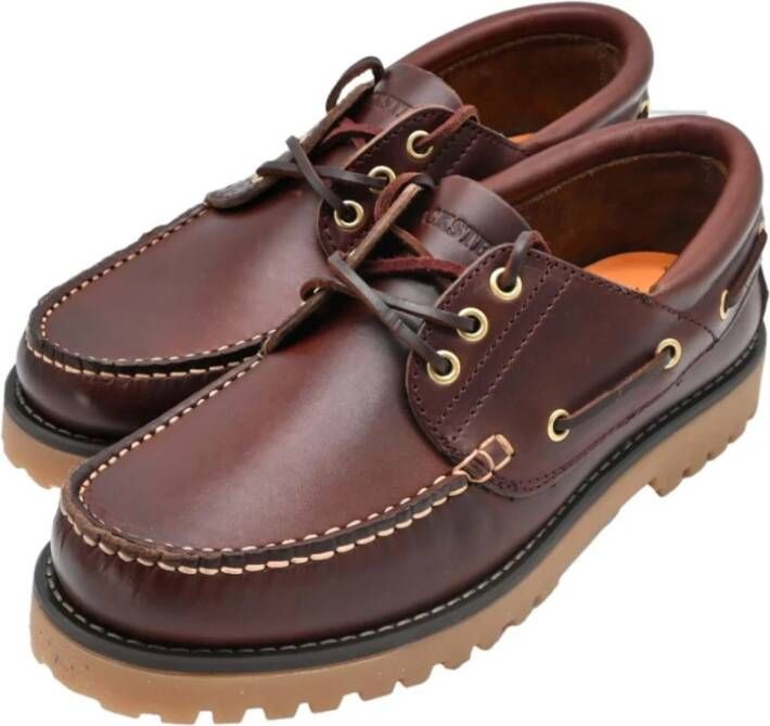 Docksteps Lage Leren Zeilschoenen Bordeaux Brown Heren