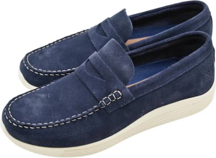 Docksteps Suede Low Moccasins Avion Style Blue Heren