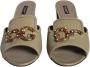 Dolce & Gabbana Amore Slip On Leren Hakken Sandalen Beige Dames - Thumbnail 2