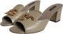 Dolce & Gabbana Amore Slip On Leren Hakken Sandalen Beige Dames - Thumbnail 3