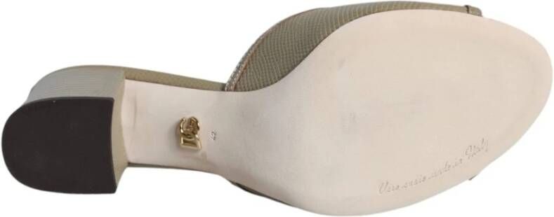 Dolce & Gabbana Amore Slip On Leren Hakken Sandalen Beige Dames