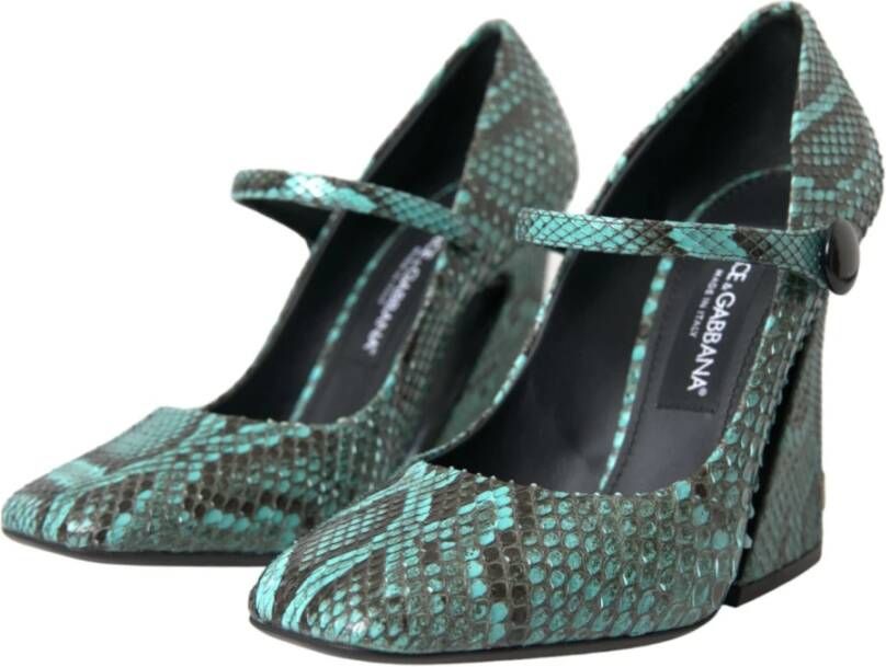 Dolce & Gabbana Aqua Python Lederen Mary Jane Pumps Green Dames