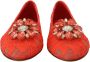 Dolce & Gabbana Rode Taormina Kant Kristallen Ballet Flats Schoenen Red Dames - Thumbnail 12