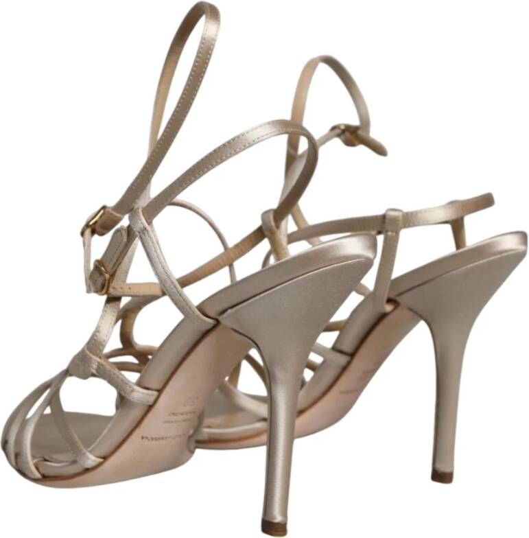 Dolce & Gabbana Beige Enkelband Stiletto Hakken Sandalen Beige Dames