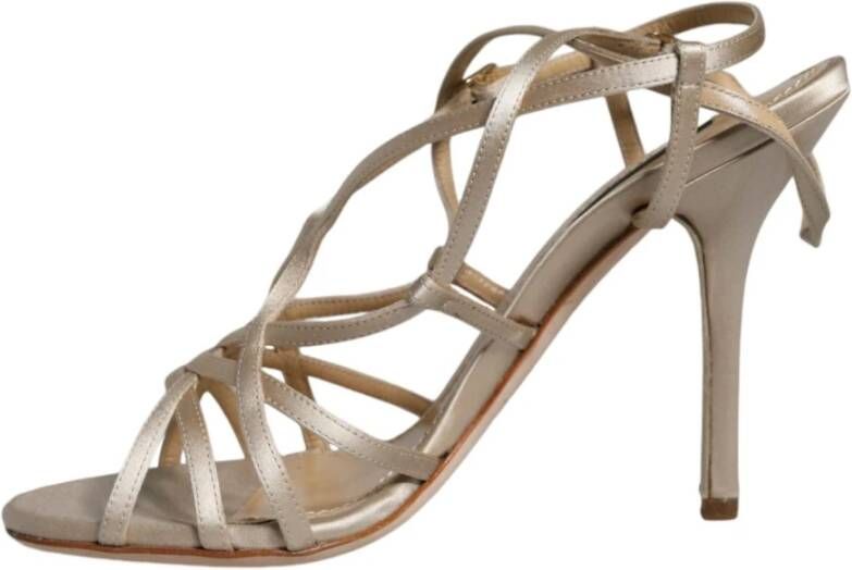 Dolce & Gabbana Beige Enkelband Stiletto Hakken Sandalen Beige Dames