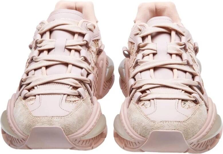 Dolce & Gabbana Beige Lace Airmaster Sneakers Pink Dames