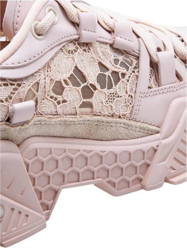 Dolce & Gabbana Beige Lace Airmaster Sneakers Pink Dames