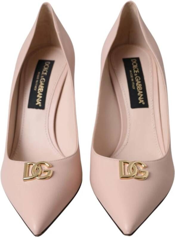 Dolce & Gabbana Beige Lamb Leather Logo Pumps Beige Dames