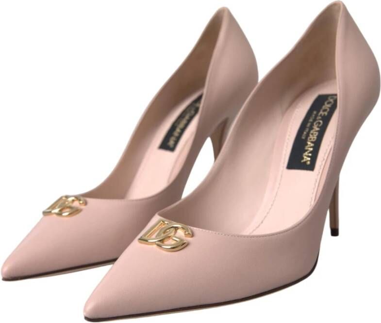 Dolce & Gabbana Beige Lamb Leather Logo Pumps Beige Dames