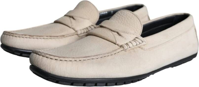 Dolce & Gabbana Beige Lederen Slip Mocassin Loafers Schoenen Beige Heren