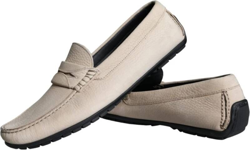 Dolce & Gabbana Beige Lederen Slip Mocassin Loafers Schoenen Beige Heren