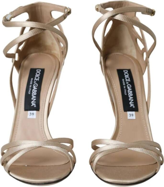 Dolce & Gabbana Beige Leren Strappy Heels Sandalen Beige Dames