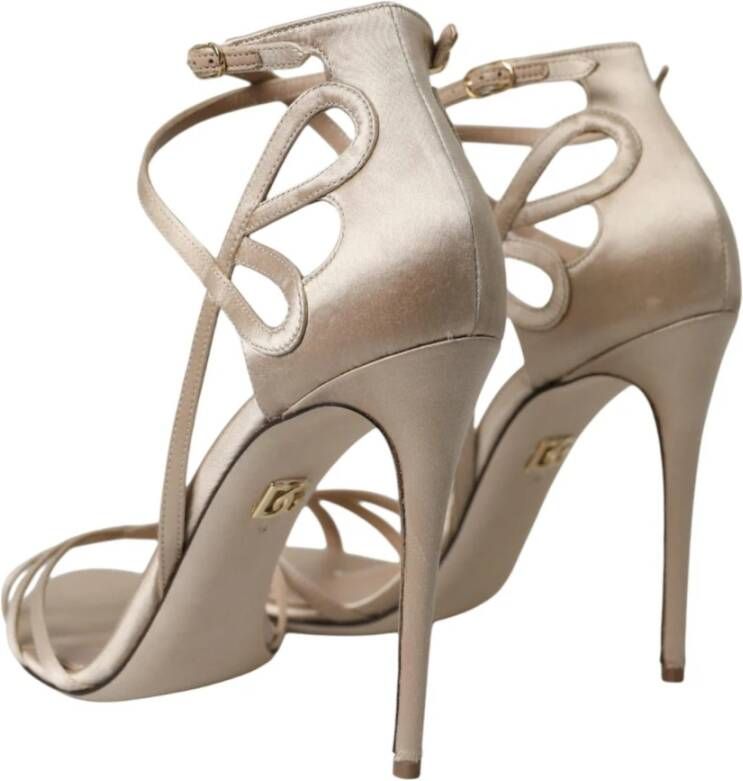 Dolce & Gabbana Beige Leren Strappy Heels Sandalen Beige Dames