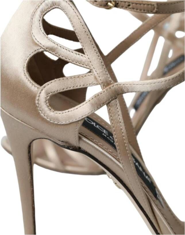 Dolce & Gabbana Beige Leren Strappy Heels Sandalen Beige Dames