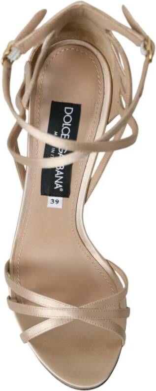 Dolce & Gabbana Beige Leren Strappy Heels Sandalen Beige Dames