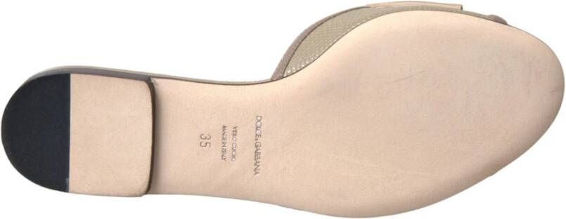 Dolce & Gabbana Beige Logo Parel Platte Sandalen Beige Dames