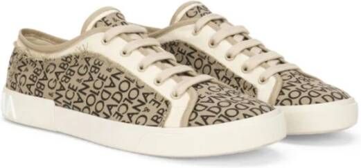 Dolce & Gabbana Beige Logo Sneakers Rubberen Zool Beige Heren