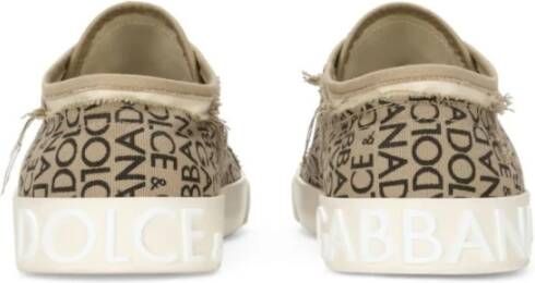 Dolce & Gabbana Beige Logo Sneakers Rubberen Zool Beige Heren