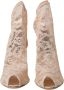 Dolce & Gabbana Beige Stretch Taormina Veterschoenen Schoenen Beige Dames - Thumbnail 10