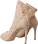 Dolce & Gabbana Beige Stretch Taormina Veterschoenen Schoenen Beige Dames - Thumbnail 12