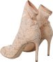 Dolce & Gabbana Beige Stretch Taormina Veterschoenen Beige Dames - Thumbnail 12