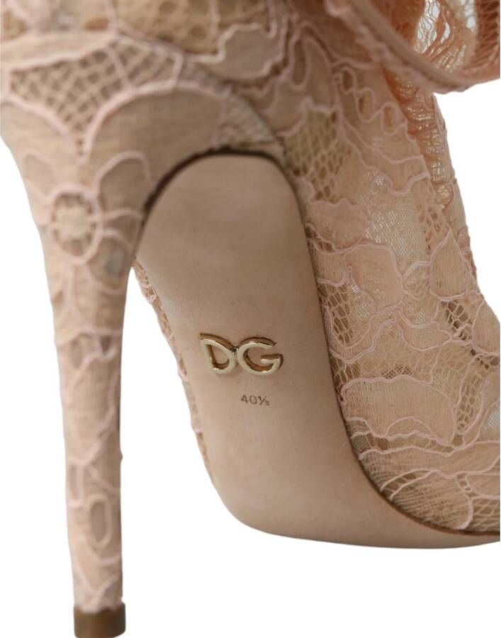 Dolce & Gabbana Beige Stretch Taormina Veterschoenen Beige Dames