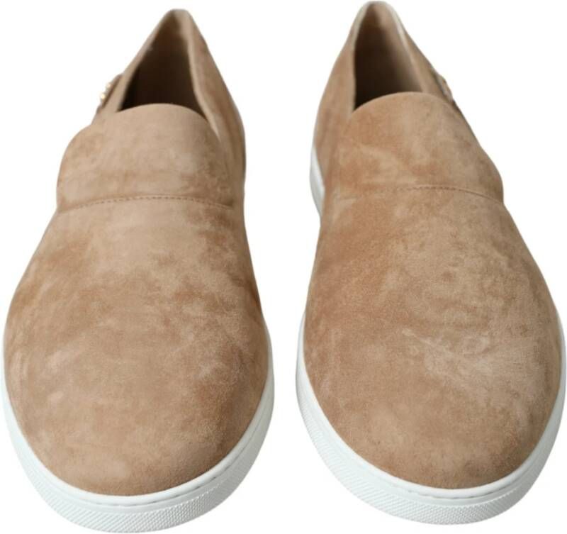 Dolce & Gabbana Beige Suede Caiman Loafers Schoenen Beige Heren