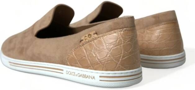 Dolce & Gabbana Beige Suede Caiman Loafers Schoenen Beige Heren
