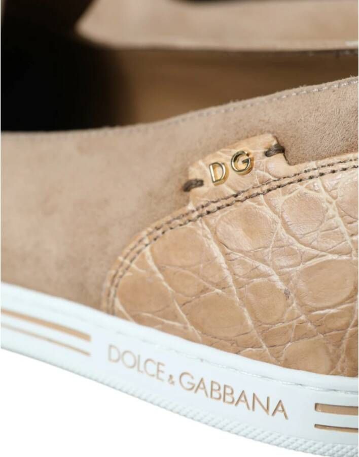 Dolce & Gabbana Beige Suede Caiman Loafers Schoenen Beige Heren